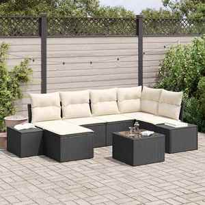 vidaXL Set de canapele pentru grădină 7 pcs Negru și Crem imagine