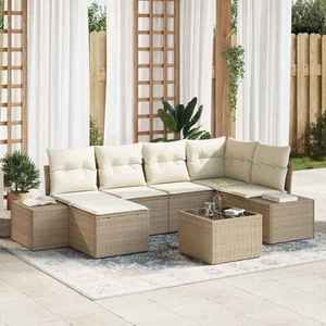 vidaXL Set de canapele pentru grădină 7 pcs Bej și crem imagine