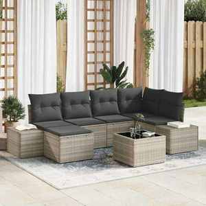 vidaXL Set de canapele pentru grădină 7 pcs Gri deschis Rattan poli imagine