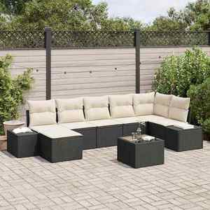 vidaXL Set de canapele pentru grădină cu pernă 8 pcs Negru Rattan poli imagine