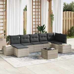 vidaXL Set de canapele pentru grădină 8 pcs Gri deschis Rattan poli imagine