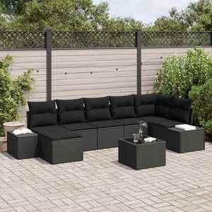 vidaXL Set de canapele pentru grădină cu pernă 8 pcs Negru Rattan poli imagine