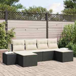 vidaXL Set de canapele pentru grădină cu pernă 6 pcs Negru Rattan poli imagine