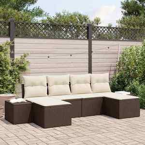 vidaXL Set de canapele pentru grădină cu pernă 6 pcs Maro Rattan poli imagine