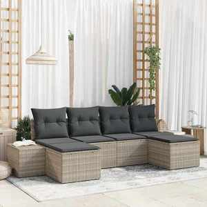 vidaXL Set de canapele pentru grădină 6 pcs Gri deschis Rattan poli imagine