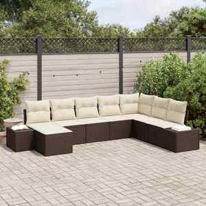 vidaXL Set de canapele pentru grădină cu pernă 8 pcs 319 x 209 x 85 cm imagine