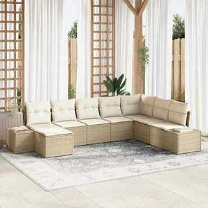 vidaXL Set de canapele pentru grădină 8 pcs Bej 319 x 209 x 85 cm imagine