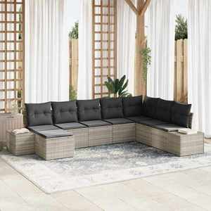 vidaXL Set de canapele pentru grădină cu pernă 8 pcs 319 x 209 x 85 cm imagine