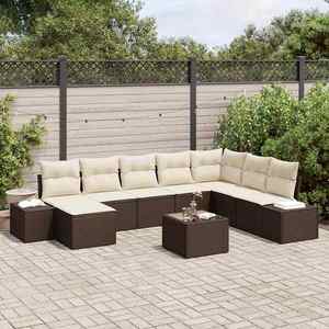 vidaXL Set de canapele pentru grădină cu pernă 9 pcs 319 x 209 x 85 cm imagine