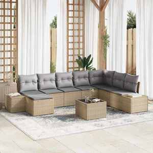 vidaXL Set de canapele pentru grădină cu pernă 9 pcs 319 x 209 x 85 cm imagine