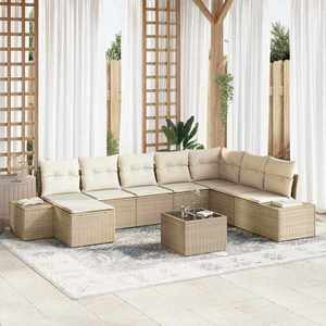 vidaXL Set de canapele pentru grădină cu pernă 9 pcs 319 x 209 x 85 cm imagine