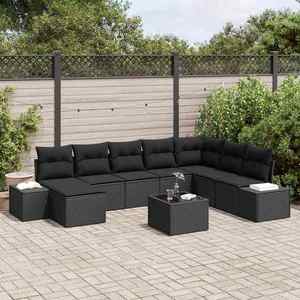 vidaXL Set de canapele pentru grădină cu pernă 9 pcs 319 x 209 x 85 cm imagine