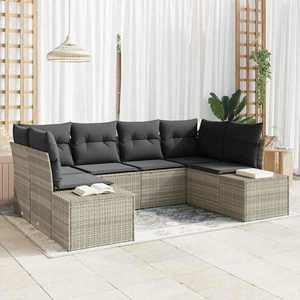 vidaXL Set de canapele pentru grădină 6 pcs Gri deschis Rattan poli imagine