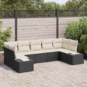 vidaXL Set de canapele pentru grădină cu pernă 7 pcs Negru Rattan poli imagine