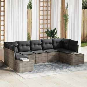 vidaXL Set de canapele pentru grădină cu pernă 7 pcs Gri Rattan poli imagine