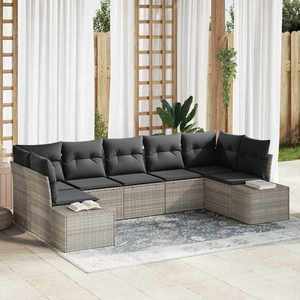 vidaXL Set de canapele pentru grădină 7 pcs Gri deschis Rattan poli imagine