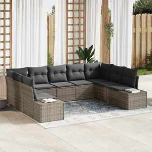 vidaXL Set de canapele pentru grădină cu pernă 9 pcs Gri Rattan poli imagine