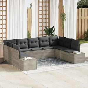 vidaXL Set de canapele pentru grădină 9 pcs Gri deschis Rattan poli imagine