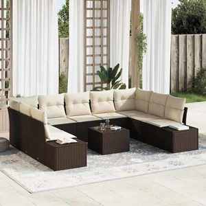 vidaXL Set de canapele pentru grădină cu pernă 10 pcs Maro Rattan poli imagine
