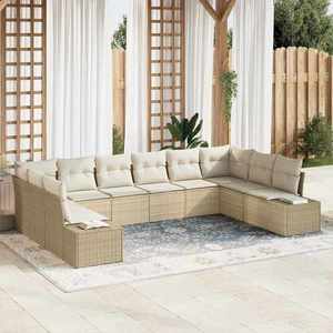 vidaXL Set de canapele pentru grădină cu pernă 10 pcs Bej Rattan poli imagine