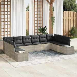vidaXL Set de canapele pentru grădină 10 pcs Gri deschis Rattan poli imagine