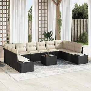 vidaXL Set de canapele pentru grădină 11 pcs Negru Rattan poli imagine