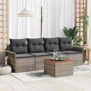 vidaXL Set de canapele pentru grădină 5 pcs Gri Rattan poli imagine