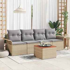 vidaXL Set de canapele pentru grădină 5 pcs Bej Rattan poli imagine