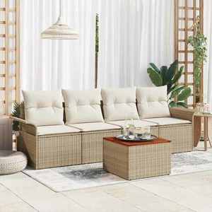 vidaXL Set de canapele pentru grădină 5 pcs Bej Rattan poli imagine