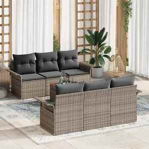 vidaXL Set de canapele pentru grădină 7 pcs Gri Rattan poli imagine