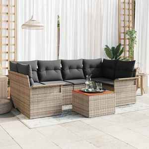 vidaXL Set de canapele pentru grădină 7 pcs Gri Rattan poli imagine