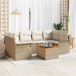 vidaXL Set de canapele pentru grădină 7 pcs Bej Rattan poli imagine