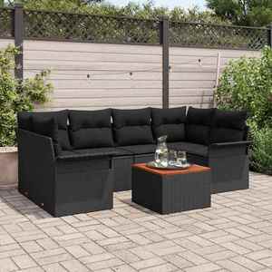 vidaXL Set de canapele pentru grădină 7 pcs Negru Rattan poli imagine