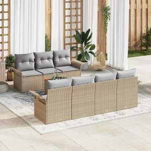 vidaXL Set de canapele pentru grădină 8 pcs Bej Rattan poli imagine