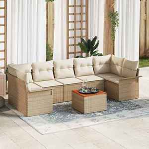 vidaXL Set de canapele pentru grădină 8 pcs Bej Rattan poli imagine