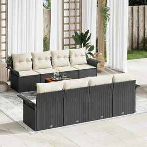 vidaXL Set de canapele pentru grădină 9 pcs Negru Rattan poli imagine