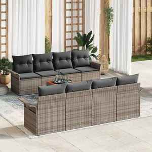 vidaXL Set de canapele pentru grădină 9 pcs Gri Rattan poli imagine