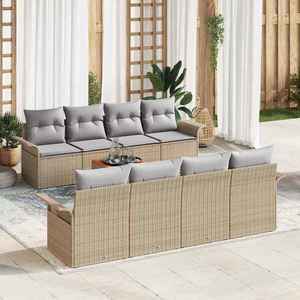 vidaXL Set de canapele pentru grădină 9 pcs Bej Rattan poli imagine