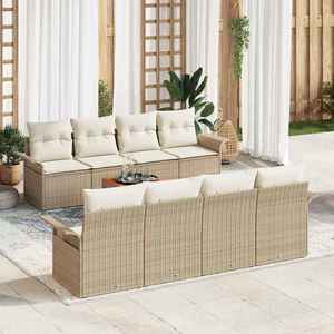 vidaXL Set de canapele pentru grădină 9 pcs Bej Rattan poli imagine