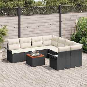 vidaXL Set de canapele pentru grădină 9 pcs Negru Rattan poli imagine