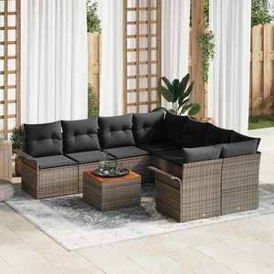 vidaXL Set de canapele pentru grădină 9 pcs Gri Rattan poli imagine