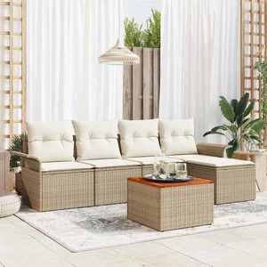 vidaXL Set de canapele pentru grădină 6 pcs Bej Rattan poli imagine