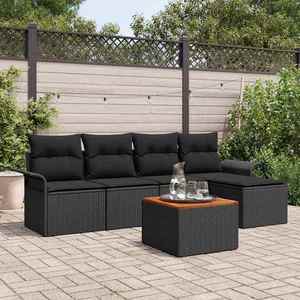 vidaXL Set de canapele pentru grădină 6 pcs Negru Rattan poli imagine