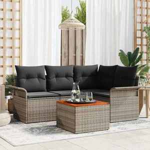 vidaXL Set de canapele pentru grădină 5 pcs Gri Rattan poli imagine