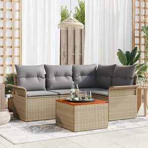 vidaXL Set de canapele pentru grădină 5 pcs Bej Rattan poli imagine