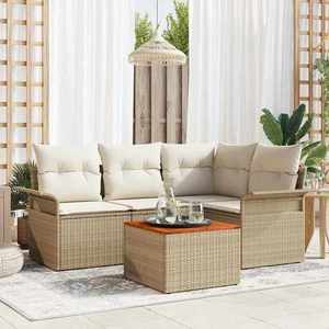 vidaXL Set de canapele pentru grădină 5 pcs Bej Rattan poli imagine