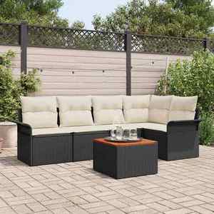 vidaXL Set de canapele pentru grădină 6 pcs Negru Rattan poli imagine