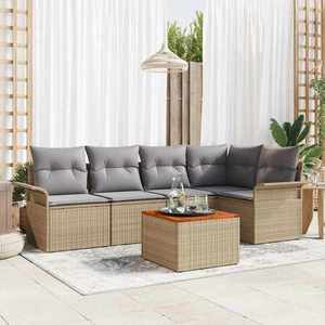 vidaXL Set de canapele pentru grădină 6 pcs Bej Rattan poli imagine