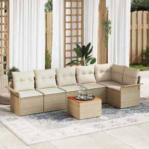vidaXL Set de canapele pentru grădină 7 pcs Bej Rattan poli imagine