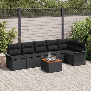 vidaXL Set de canapele pentru grădină 7 pcs Negru Rattan poli imagine